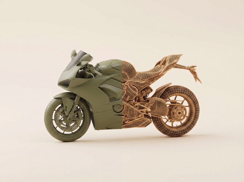 Custom miniature replica of a motorcycle, hand-finished in full color